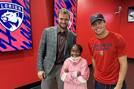 Aniyah (heart transplant recipient) and Florida Panthers players